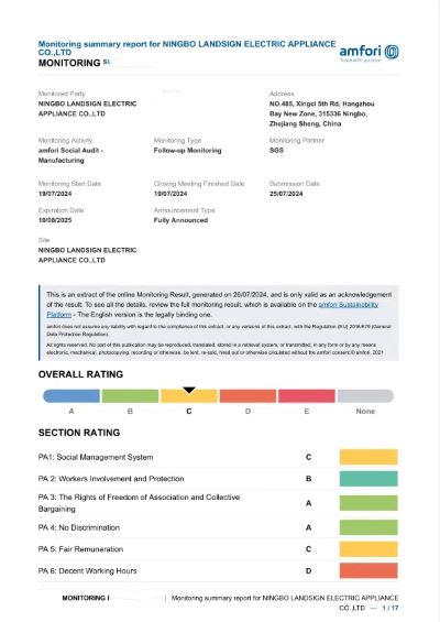 Parabéns!Landsign recebeu o relatório anual BSCI novamente hoje, bem-vindo para consultar o ODM ou OEM de luzes solares externas.