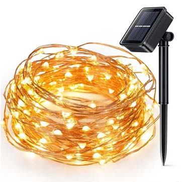 Como funciona uma luz de fio de cobre com energia solar?
