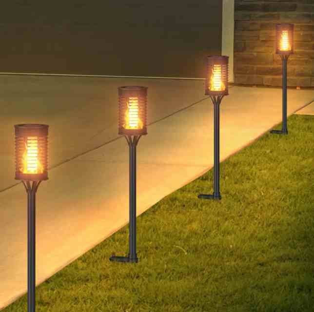 Luz artificial da chama do Rattan luz solar exterior do jardim