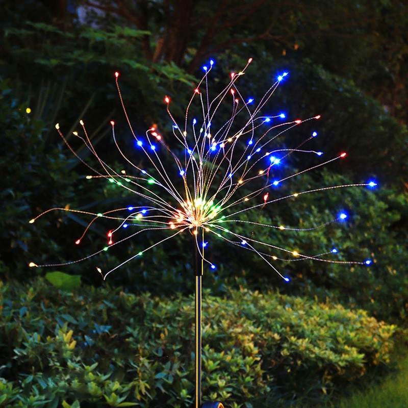 Luzes solares de fogos de artifício para jardim